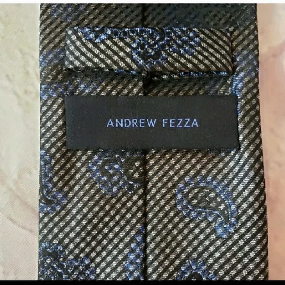 ANDREW FEZZA Checkered & Paisley Silk Neck Tie